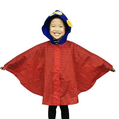 معطف واق من المطر مبطّن باللون الأحمر للأطفال ، عباءات مقاومة للماء 0.11 مم للمهرجانات