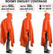 معطف واق من المطر TPU بغطاء للرأس برتقالي للجنسين 340 جرام للطوارئ مع رباط